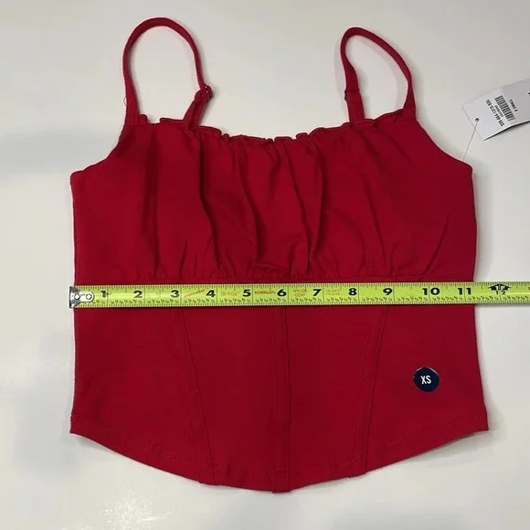 Hollister Red crop corset tank top Women juniors extra small XS ruched boning - Picture 4 of 13